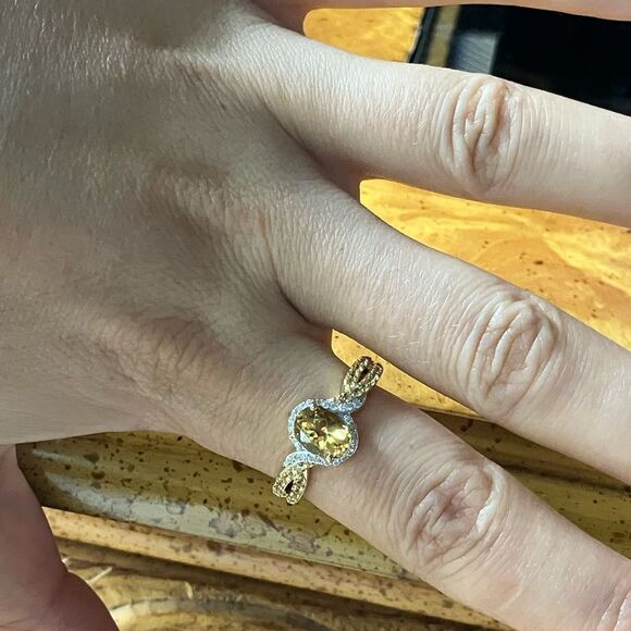 Natural Heliodor (Yellow Beryl) Yellow Sapphire Sterling Silver Ring Size 9 - Picture 3 of 8